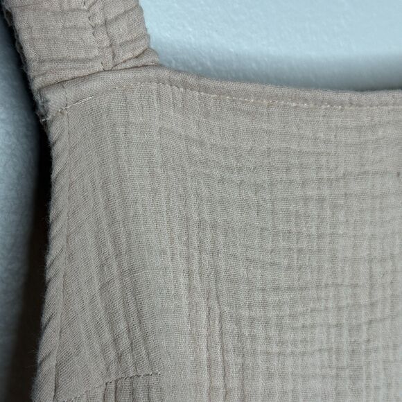 Ces Femme Womens Gauze Shortalls Romper Medium Beige Minimalist Summer Brunch - Picture 7 of 9